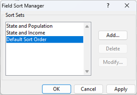 Field Sort Manager dialog box