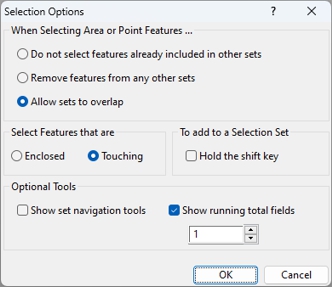 Selection Options dialog box