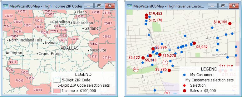High income ZIP codes map and customers with high sales volume map