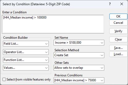 Select by Condition dialog box