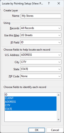 Locate by Pointing Setup dialog box