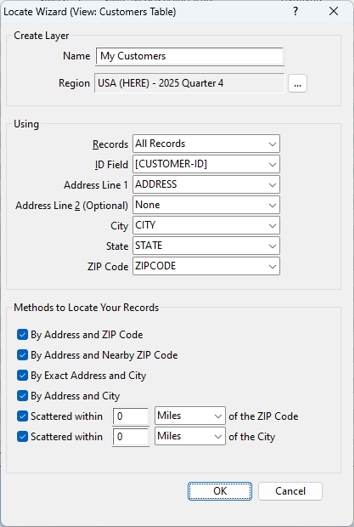 Locate Wizard dialog box