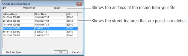 Choose a Matching Record dialog box