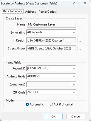 Locate by Address dialog box