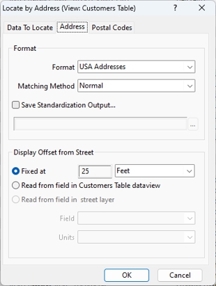 Locate by Address dialog box