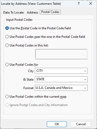 Locate by Address dialog box