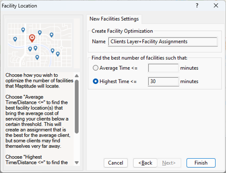 Facility Location client settings