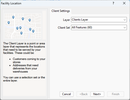 Facility Location client settings