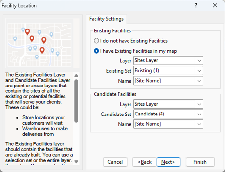 Facility Location client settings
