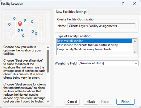 Facility Location client settings