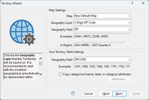 Territory Wizard dialog box