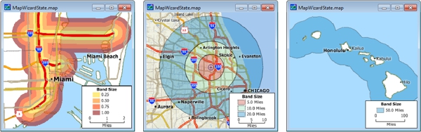 Examples of buffers around map features