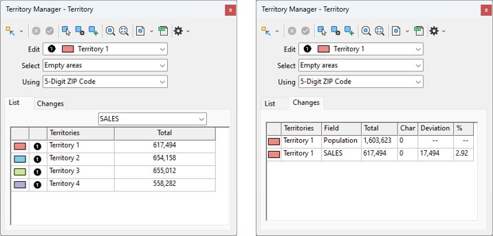 Territory Manager with territories list