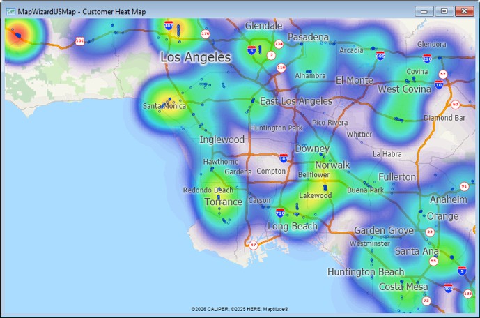 Heat map showing customer concentration