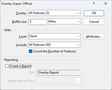 Overlay dialog box options