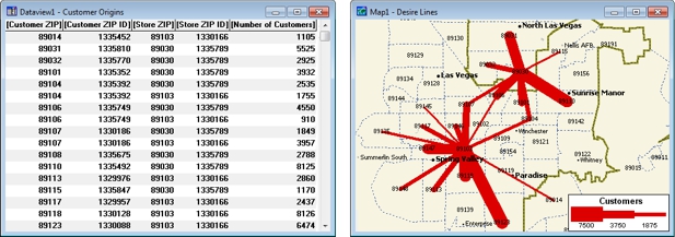 Desire lines map and dataview