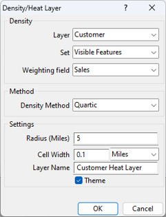 Density Heat Layer dialog box