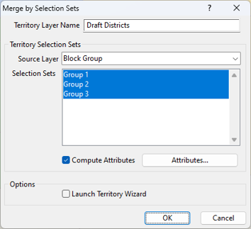 Merge by Selection Sets dialog