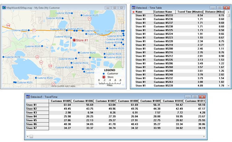 Map with store and customer