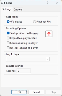 GPS Setup dialog box