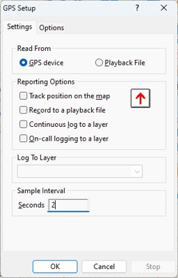 GPS Setup dialog box