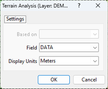 Terrain Analysis settings dialog box