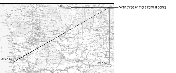 Map with three control points