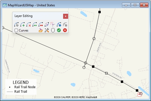Line layer editing with points