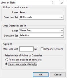 Lines of Sight dialog box