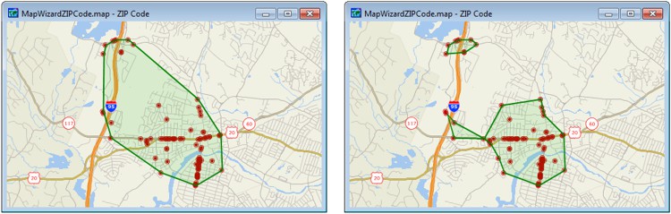 Point clusters converted to areas