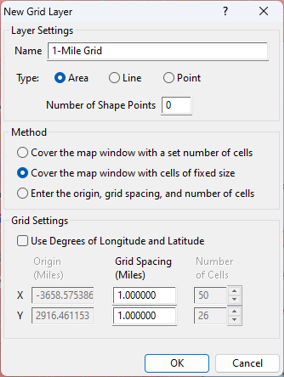 New Grid Layer dialog box