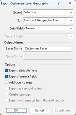 Export Geography dialog box