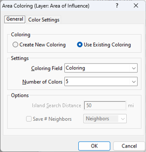 Area Coloring dialog box