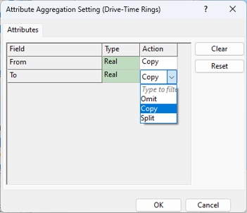 Attribute aggregation settings dialog box