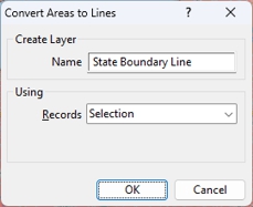 Convert Lines to Areas dialog box