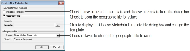 Create New Metadata File dialog box