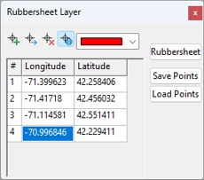 Rubbersheet layer control points