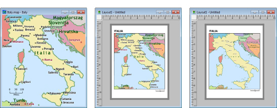Map and layout window comparison