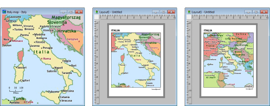 Map of Italy and layouts