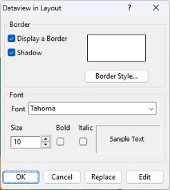 Dataview in Layout dialog box