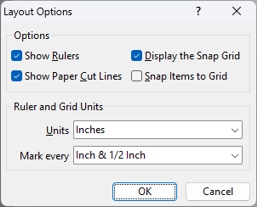 Layout Options dialog box