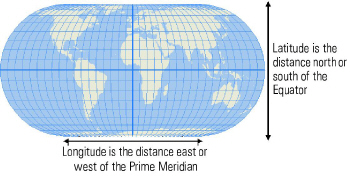 World map with latitude longitude