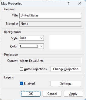 Map Properties dialog box