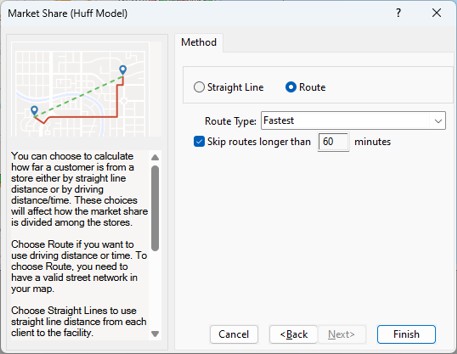Market Share Huff Model method settings