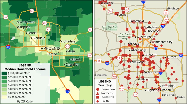 Income color theme and territory