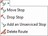 Route editing tools menu options