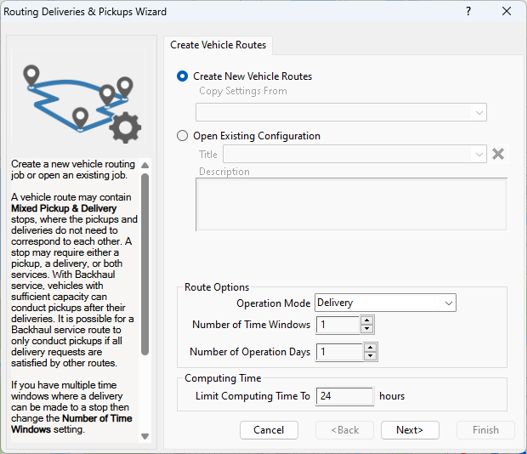 Routing Deliveries & Pickups Wizard