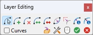 Layer Editing toolbar with tools for editing line features