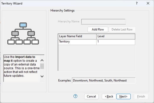 Maptitude territory hierarchy settings