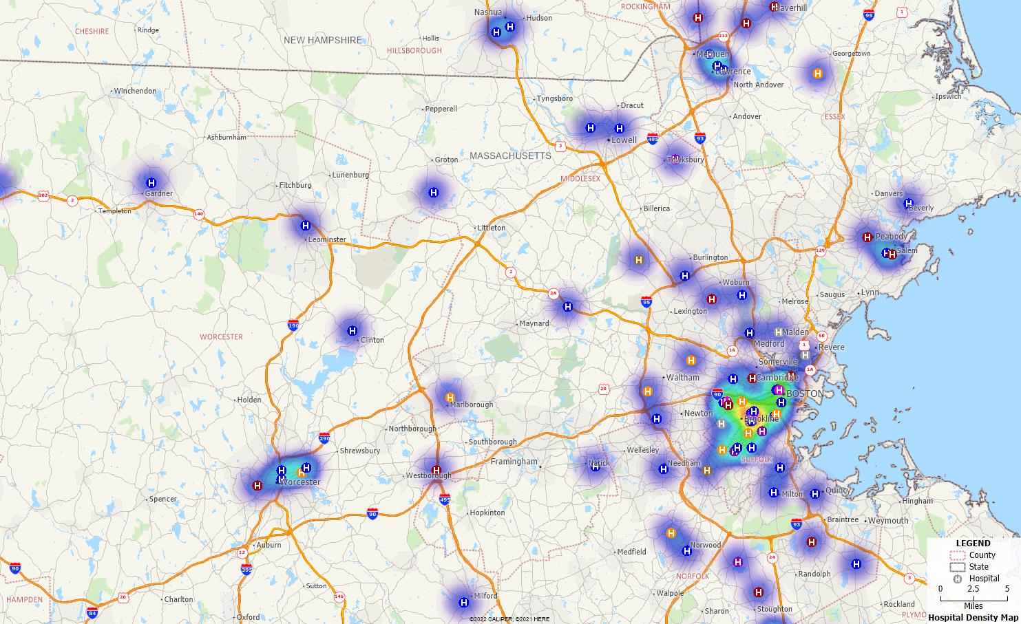 How do I create a density or heat map of my locations? Heat map of hospitals.